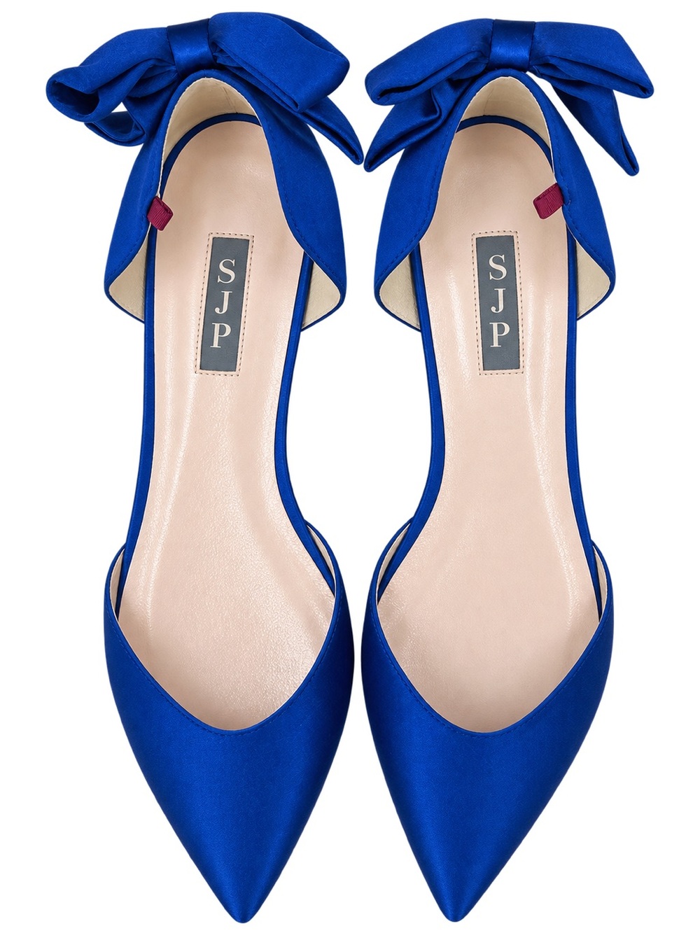 SJP Sarah Jessica Parker Blue Satin Bow D'Orsay Flats Italy Size 41 US 11 Glam